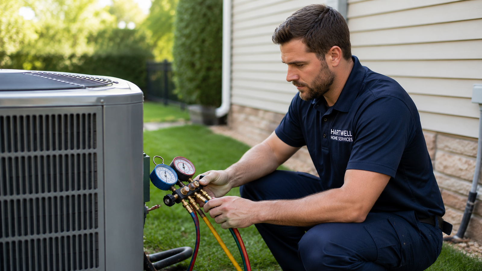 Hartwell HVAC technician performing residential service in Delaware